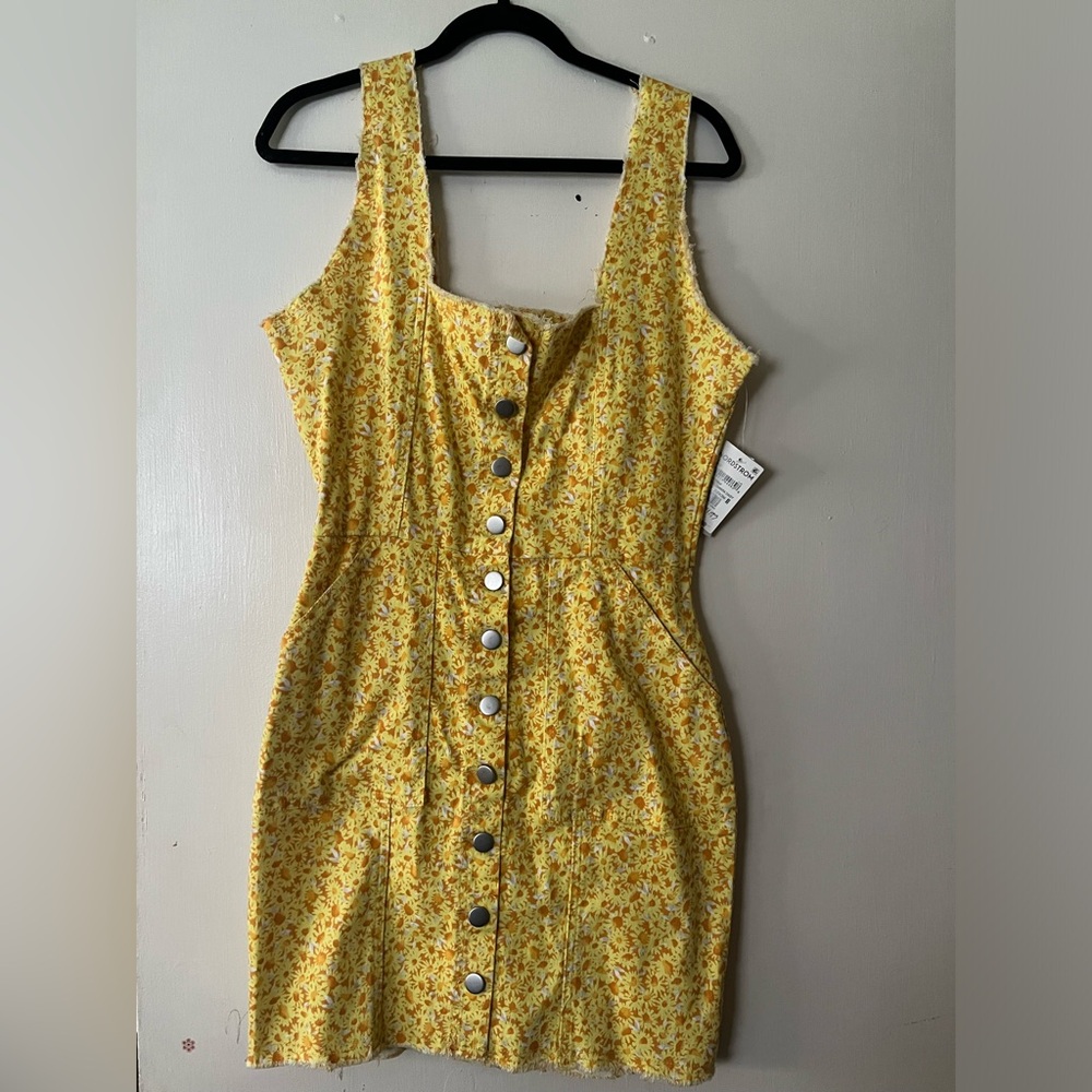 Yellow daisy denim dress